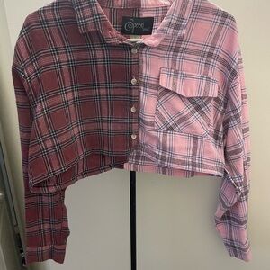 Spencer Two-Tone Plaid Cropped Shirt